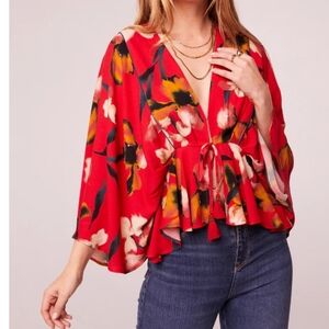 The High Priestess Red Floral Batwing Top,NWT, Band of the Free, Small